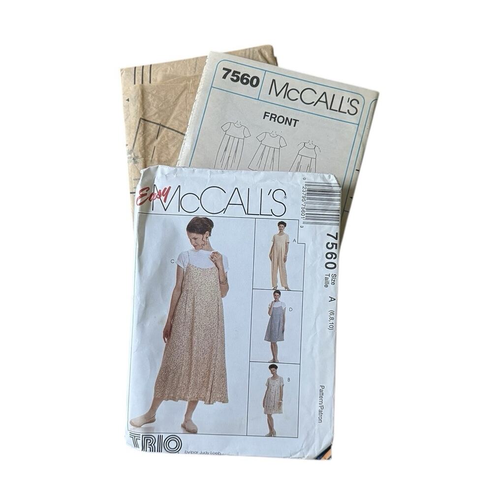 McCall's 7560 Uncut Sewing Pattern Misses Maternity Dress Size A 6 8 10 Jumpsuit